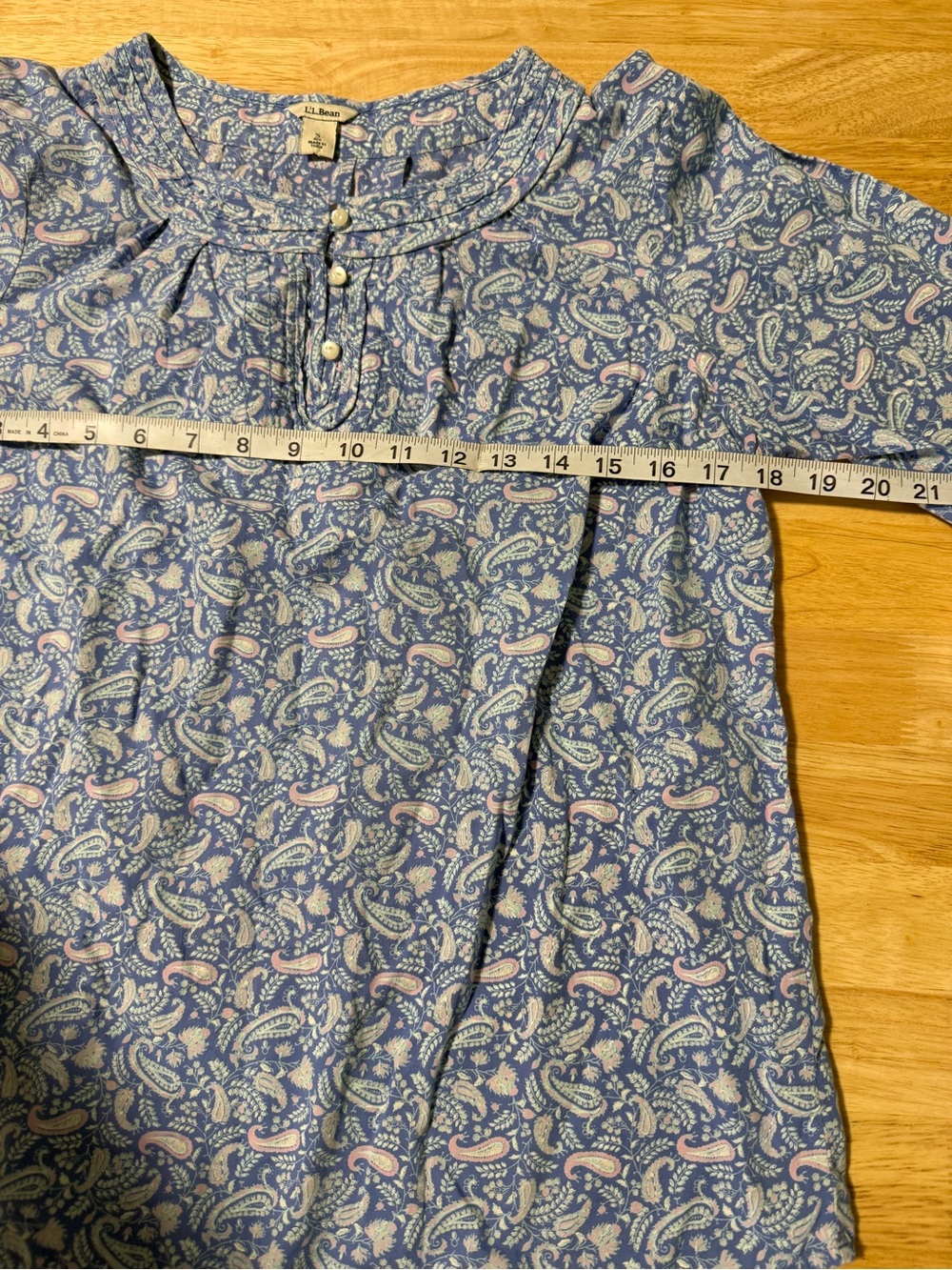L.L.Bean Women’s Blue Paisley Print Long Sleeve Blouse Top Small Regular - Picture 4 of 6